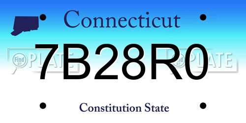 7B28R0 Connecticut License Plate