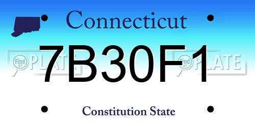 7B30F1 Connecticut License Plate