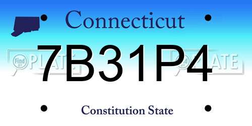 7B31P4 Connecticut License Plate