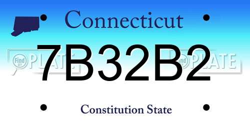 7B32B2 Connecticut License Plate