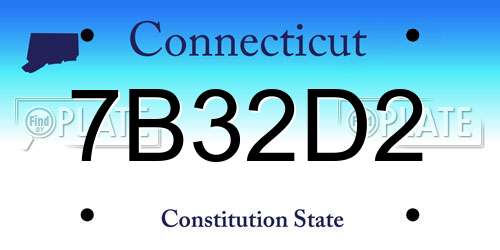 7B32D2 Connecticut License Plate