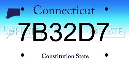7B32D7 Connecticut License Plate