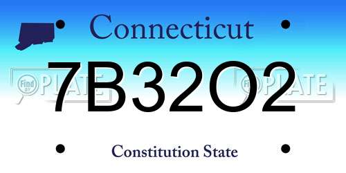 7B32O2 Connecticut License Plate