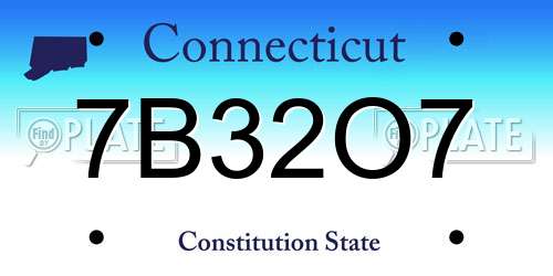 7B32O7 Connecticut License Plate