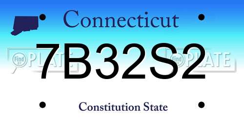 7B32S2 Connecticut License Plate