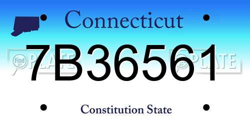 7B36561 Connecticut License Plate