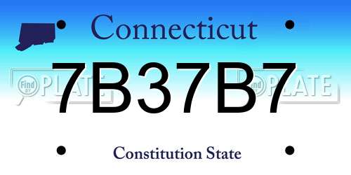 7B37B7 Connecticut License Plate