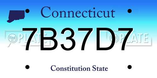 7B37D7 Connecticut License Plate