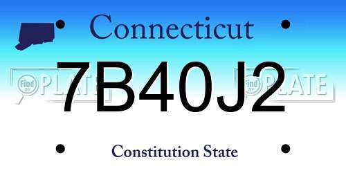 7B40J2 Connecticut License Plate