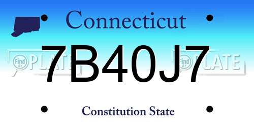 7B40J7 Connecticut License Plate