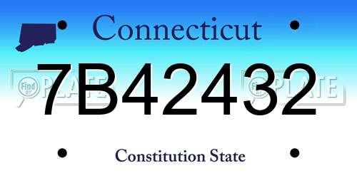 7B42432 Connecticut License Plate