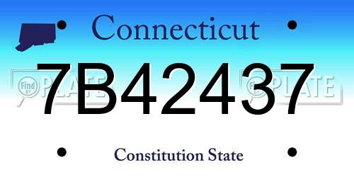 7B42437 Connecticut License Plate