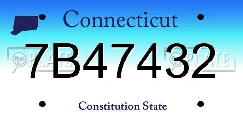 7B47432 Connecticut License Plate