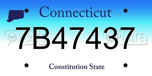 7B47437 Connecticut License Plate
