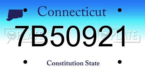 7B50921 Connecticut License Plate