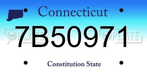 7B50971 Connecticut License Plate