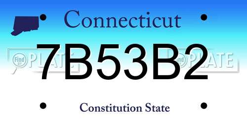7B53B2 Connecticut License Plate