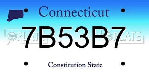 7B53B7 Connecticut License Plate
