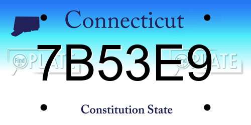 7B53E9 Connecticut License Plate