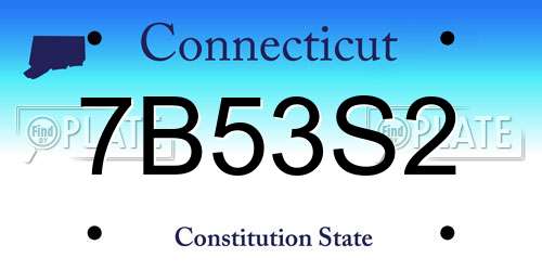 7B53S2 Connecticut License Plate