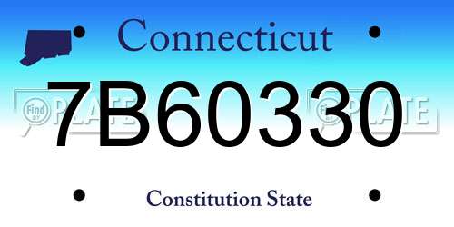 7B60330 Connecticut License Plate