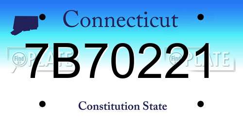7B70221 Connecticut License Plate