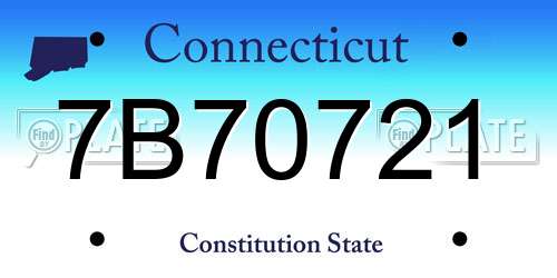 7B70721 Connecticut License Plate