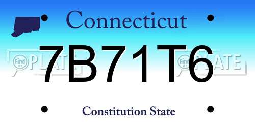 7B71T6 Connecticut License Plate