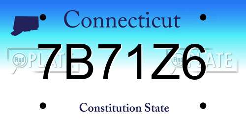 7B71Z6 Connecticut License Plate
