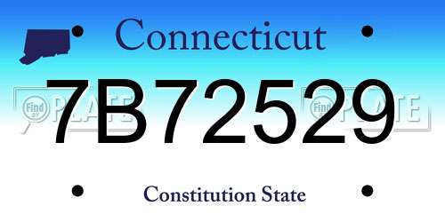 7B72529 Connecticut License Plate
