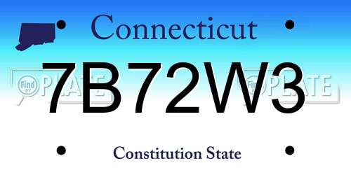 7B72W3 Connecticut License Plate