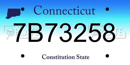 7B73258 Connecticut License Plate