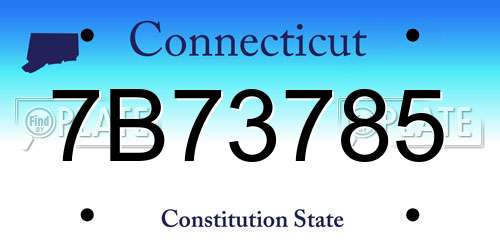 7B73785 Connecticut License Plate
