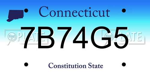 7B74G5 Connecticut License Plate