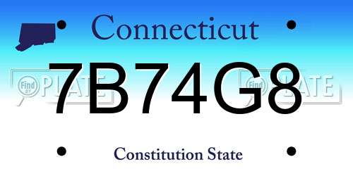 7B74G8 Connecticut License Plate