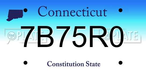 7B75R0 Connecticut License Plate