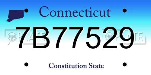 7B77529 Connecticut License Plate