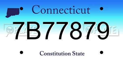 7B77879 Connecticut License Plate