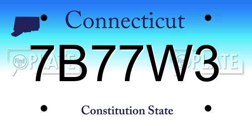 7B77W3 Connecticut License Plate