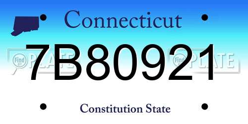 7B80921 Connecticut License Plate
