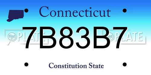 7B83B7 Connecticut License Plate