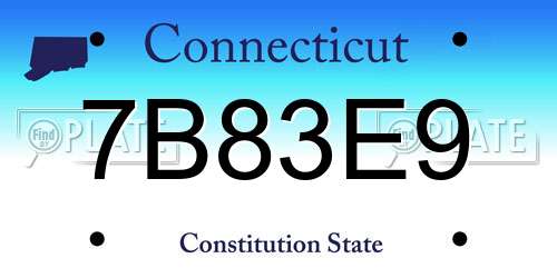 7B83E9 Connecticut License Plate