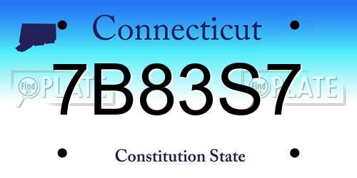 7B83S7 Connecticut License Plate