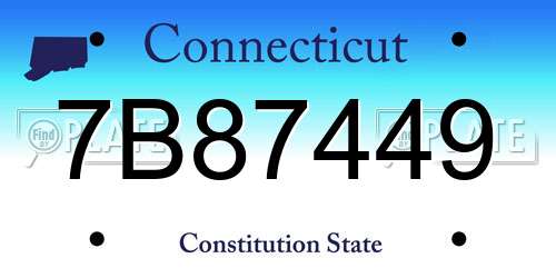 7B87449 Connecticut License Plate