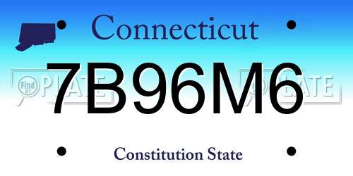 7B96M6 Connecticut License Plate