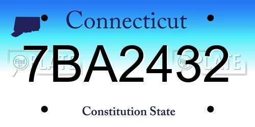 7BA2432 Connecticut License Plate
