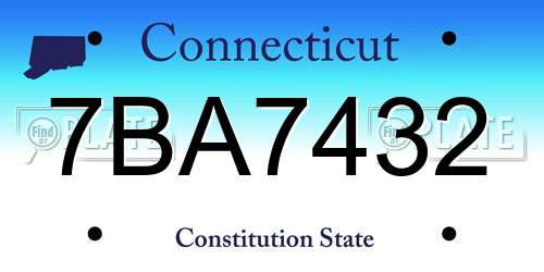 7BA7432 Connecticut License Plate