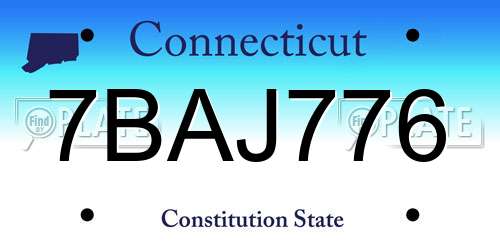 7BAJ776 Connecticut License Plate