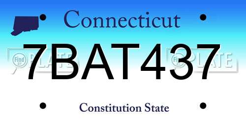 7BAT437 Connecticut License Plate