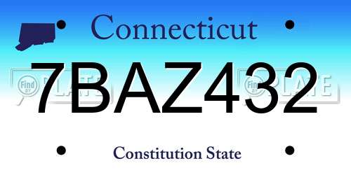 7BAZ432 Connecticut License Plate